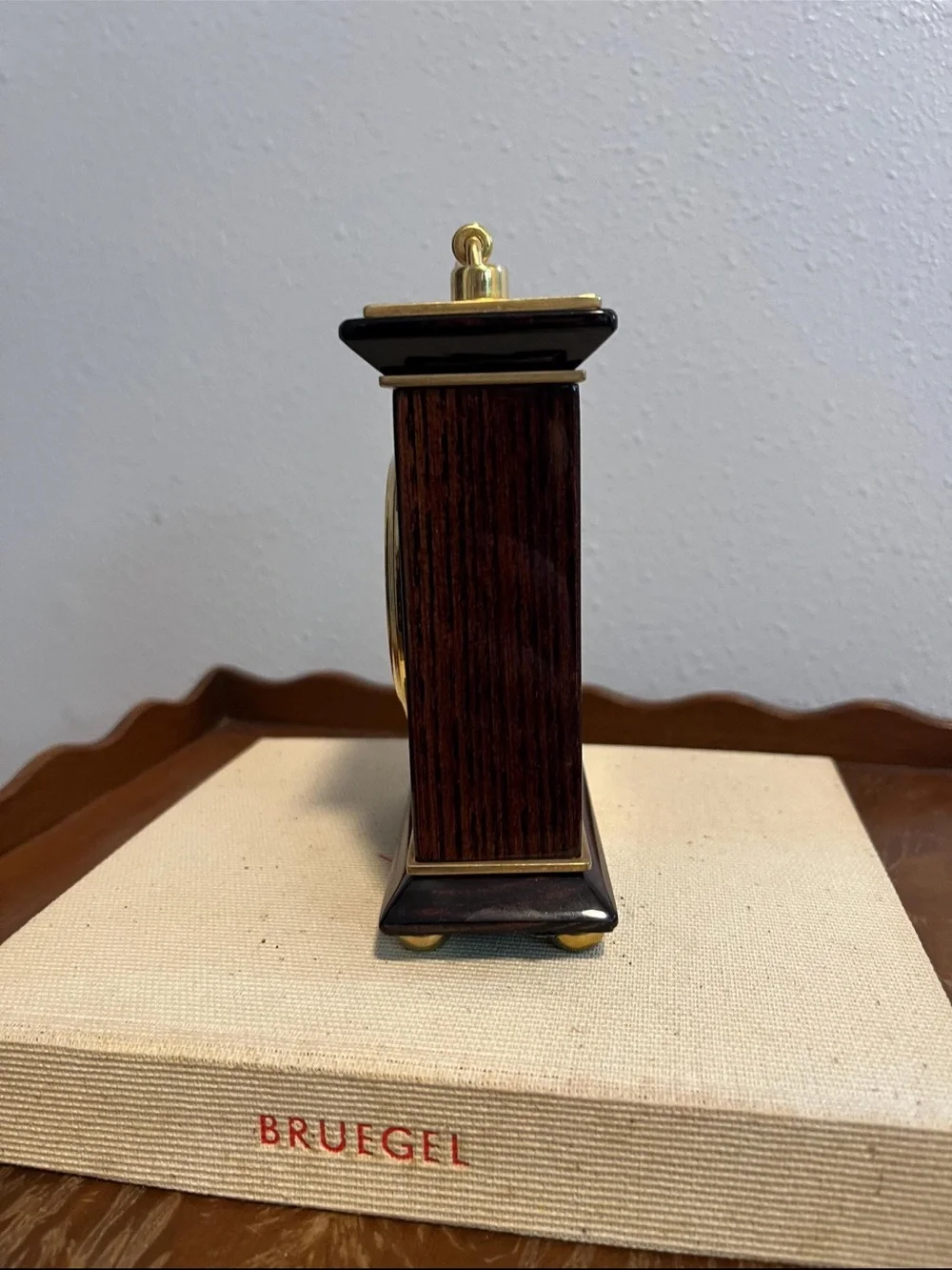 Vintage 90s Rosewood Desk Clock with Quartz Movement